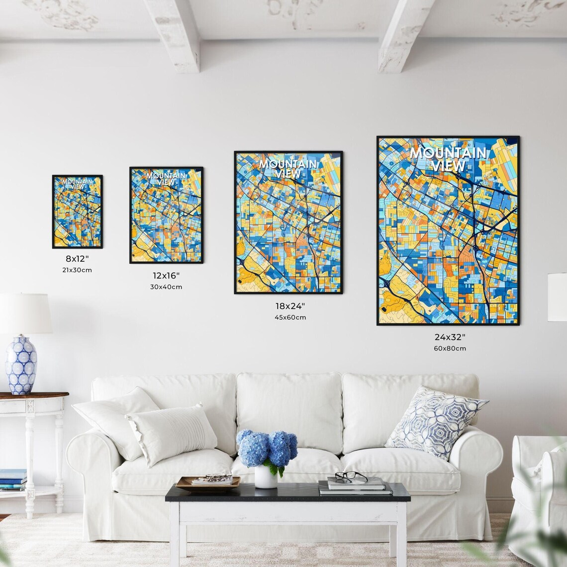 Colorful City Map Art Poster of Mountain View California for Home Decor - Image 3