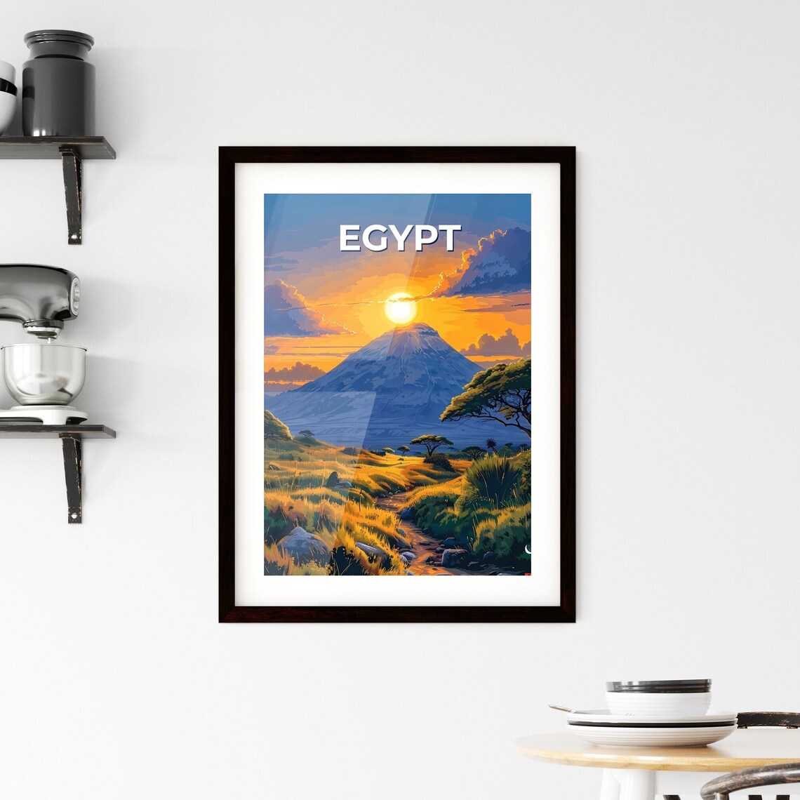 Egypt Africa Mountain Sunset Savanna Grassland Golden Art Poster - Image 2