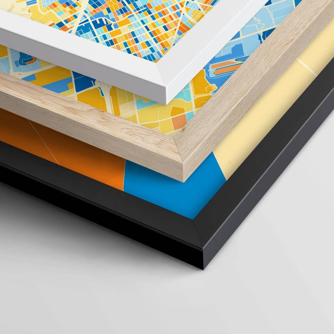 Conakry Guinea City Map Abstract Blue Orange Modern Art Print - Image 2