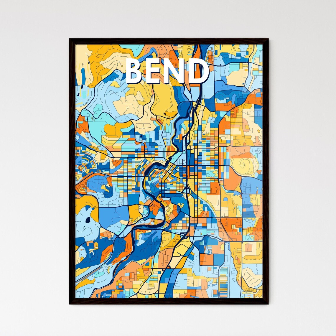 Bend Oregon Eye Catching Colorful City Street Map Art Poster