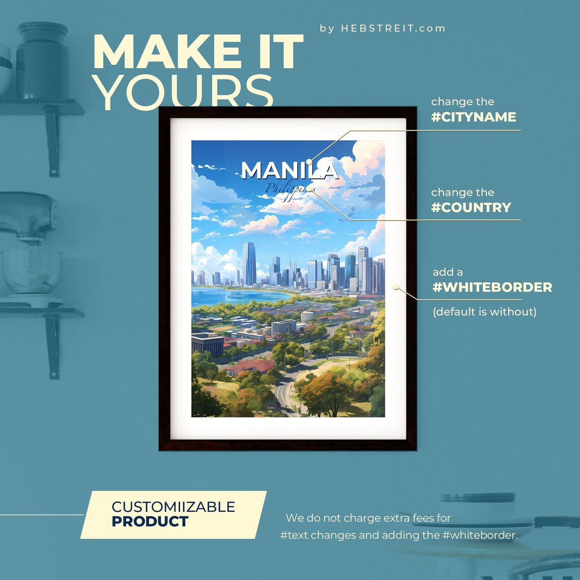 Manila Philippines Skyline Over Manila Bay Vintage Travel Poster - Image 2