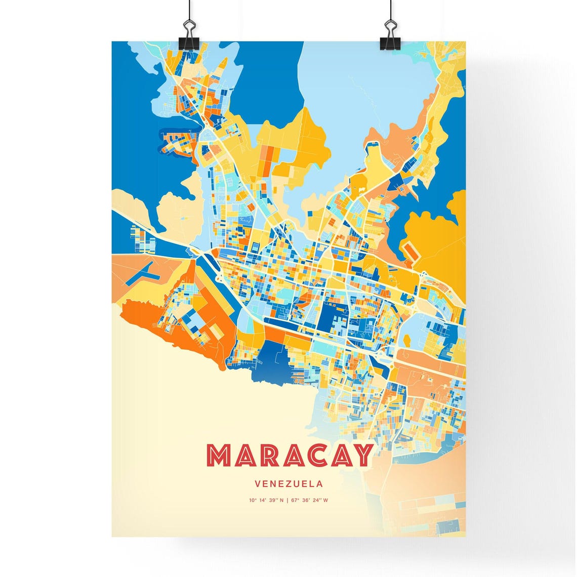 Maracay Venezuela City Map Blue Orange Modern Cartography Poster - Image 3