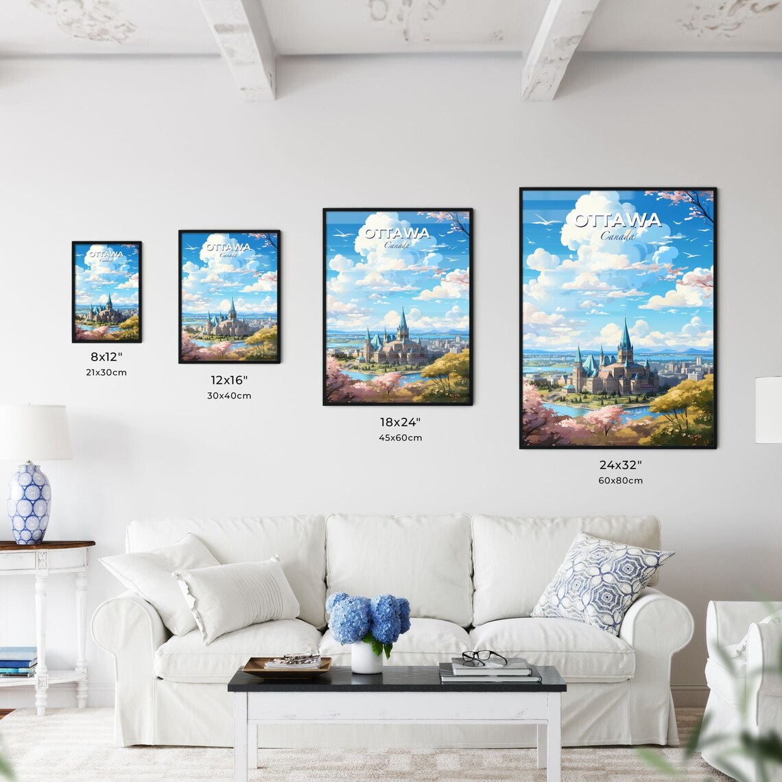 Ottawa Canada Parliament Hill Cherry Blossom Travel Art Poster - Image 3