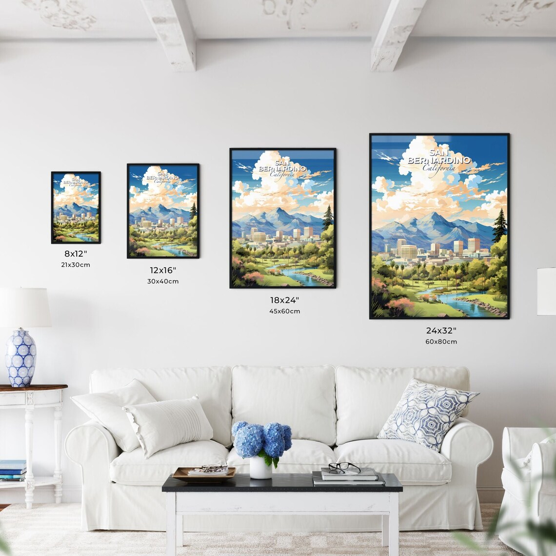 San Bernardino California Mountain Skyline Palm Park Travel Poster - Image 3