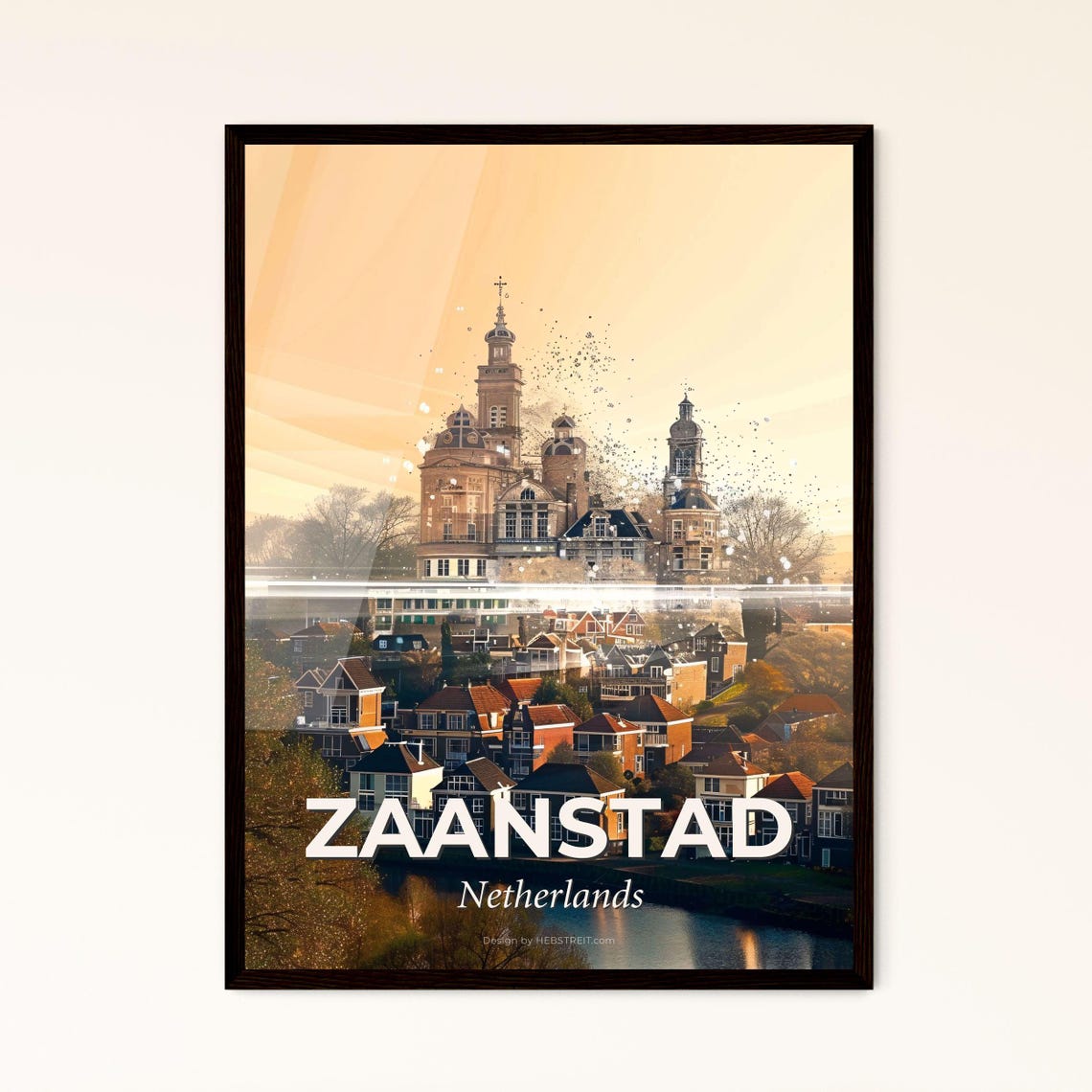 Zaanstad Netherlands Historic Church and Canal Houses Art Poster
