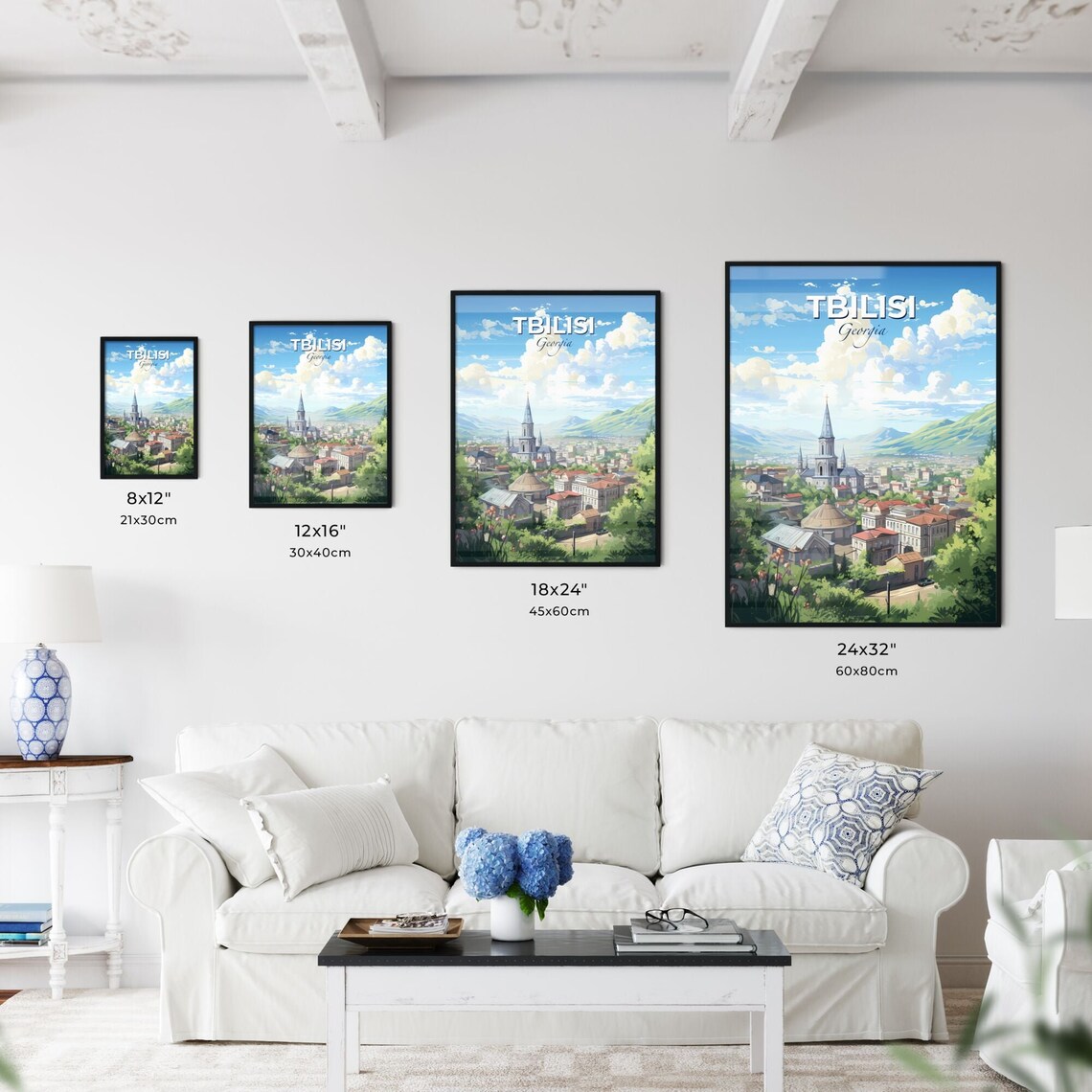 Tbilisi Georgia Church Hill City Green Sunny Travel View Poster - Image 3