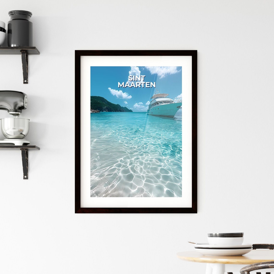 Sint Maarten Yacht Turquoise Caribbean Sea Travel Art Poster - Image 2