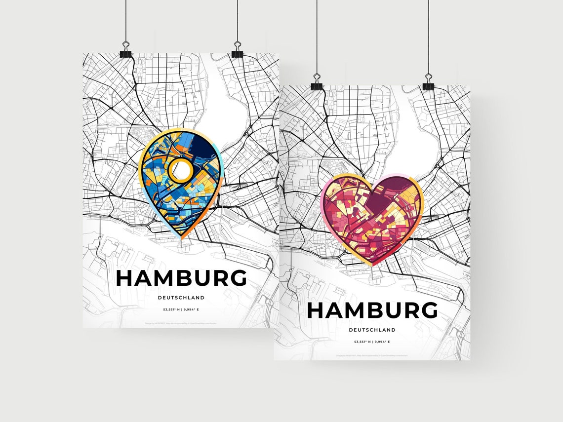 Hamburg Germany Where It All Began Heart Map Coordinates Poster - Image 2