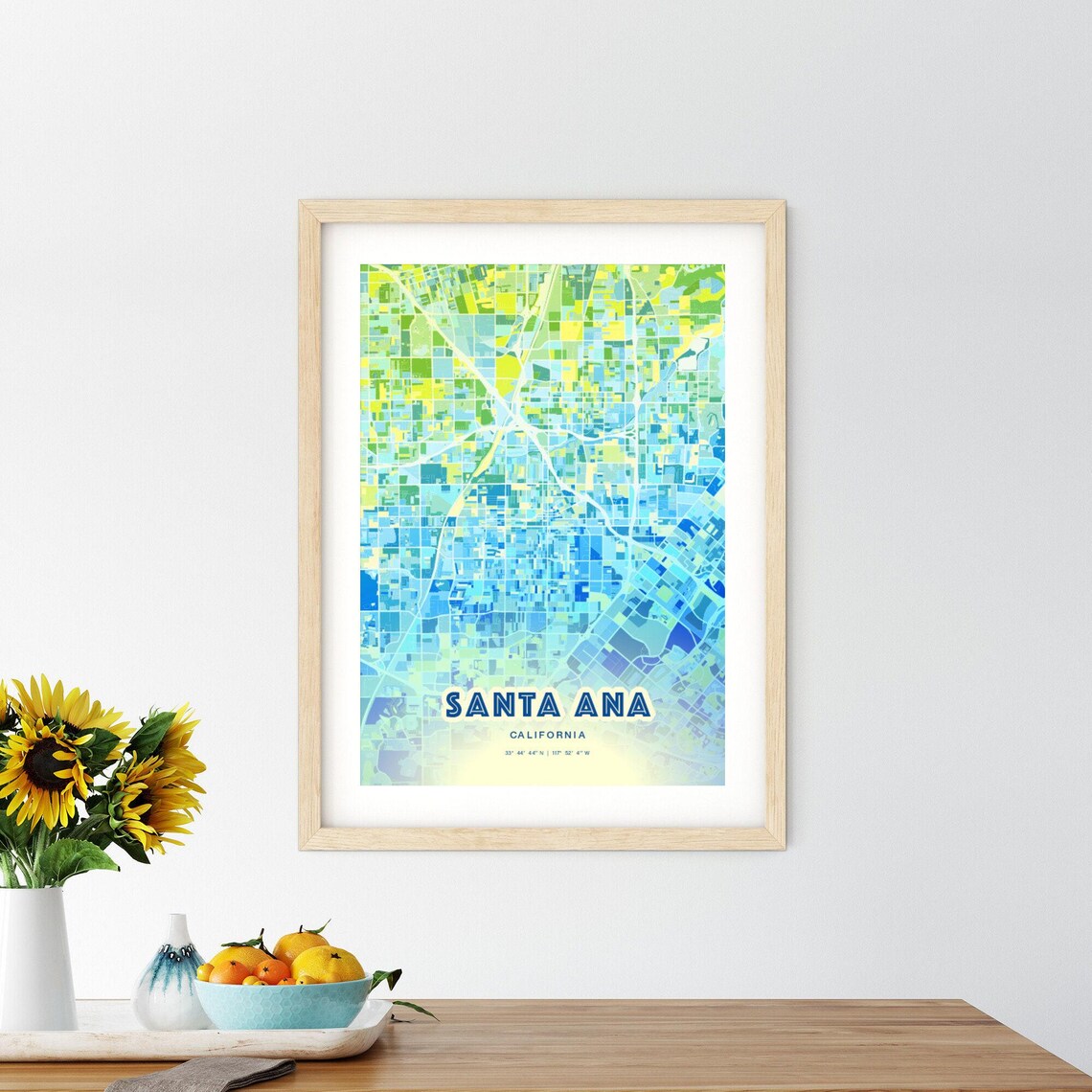 Santa Ana California Vibrant Abstract Watercolor City Street Map Poster - Image 2