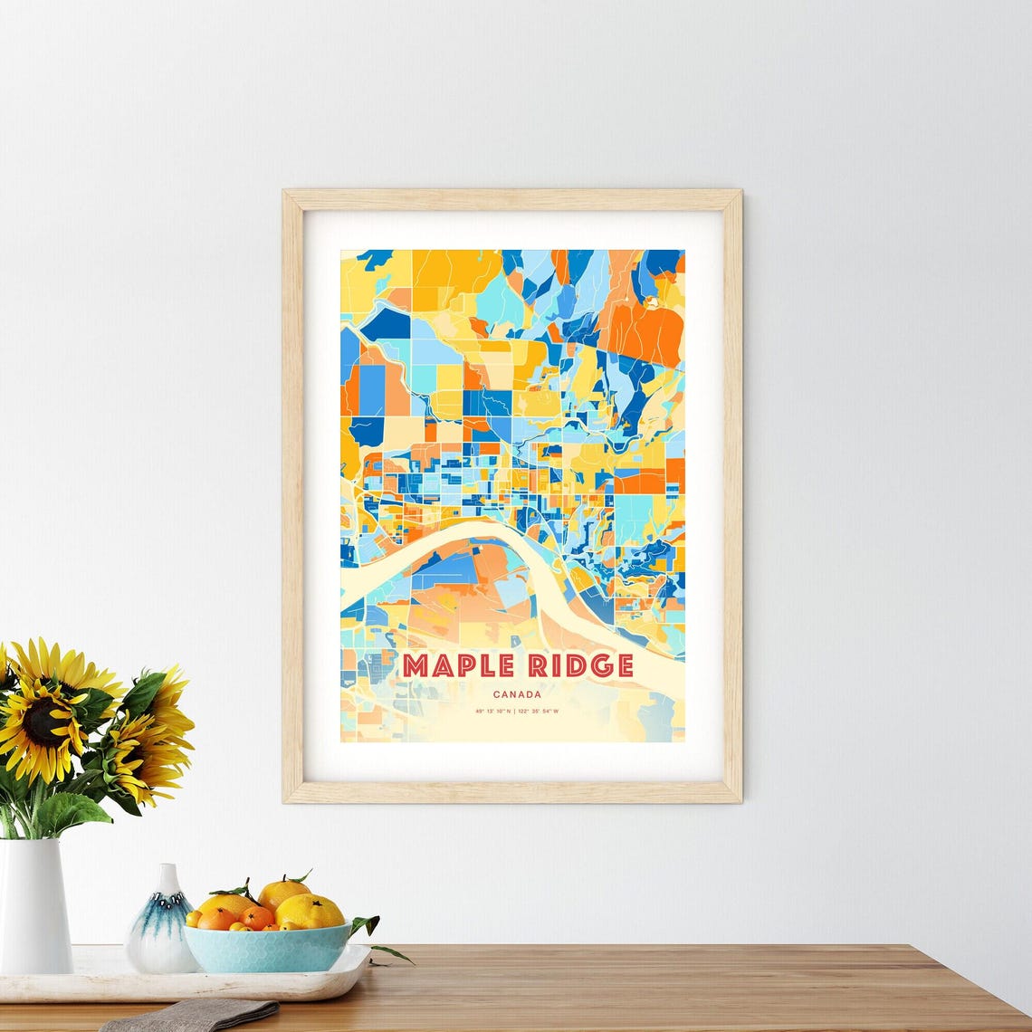 Maple Ridge Canada Blue Orange City Map Art Home Decor Poster - Image 2