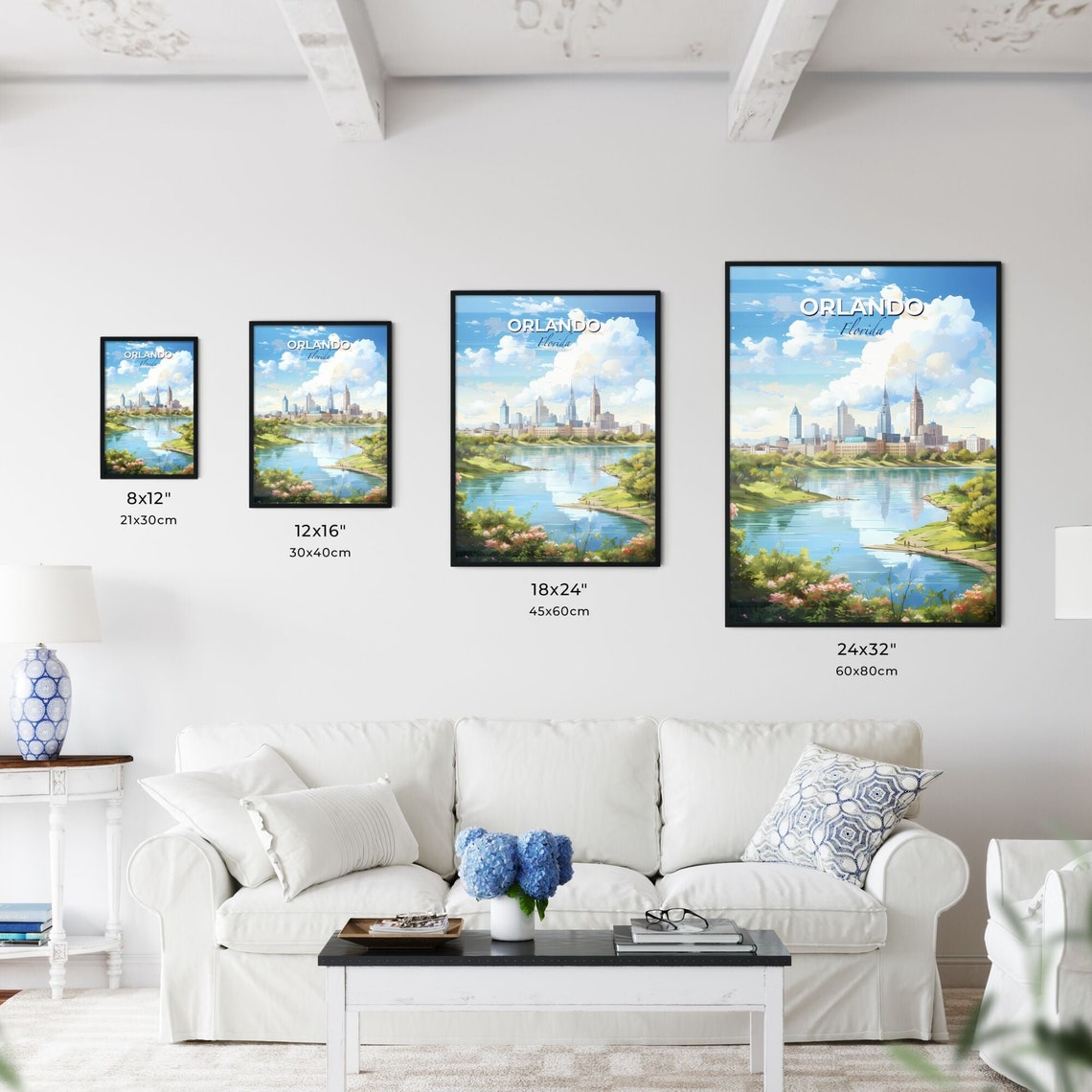 Orlando Florida Downtown Skyline Lake Reflection Summer Travel Poster - Image 3