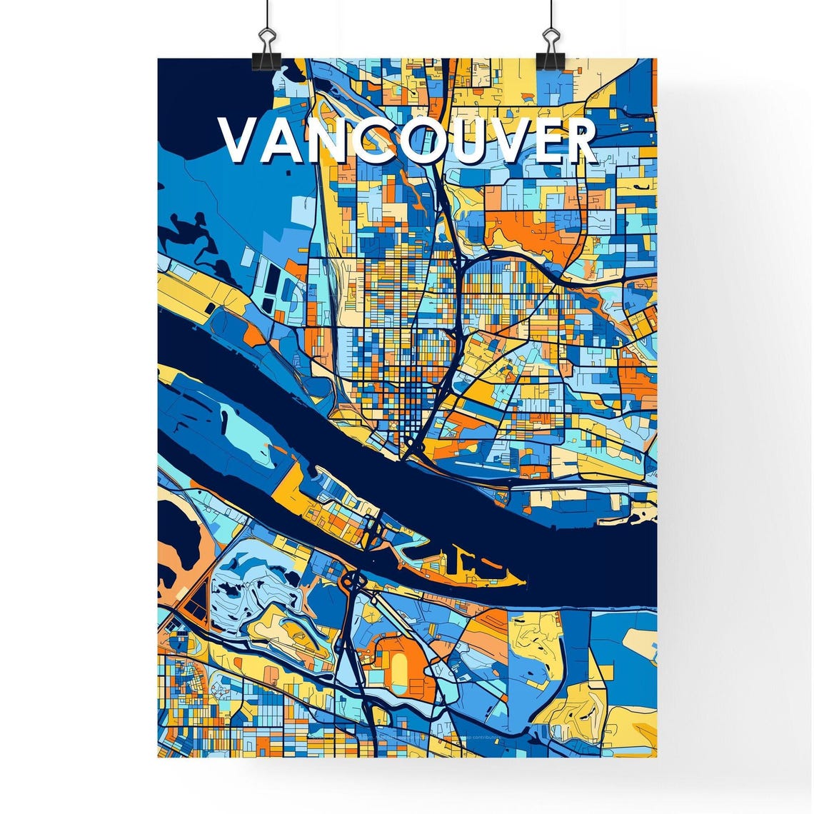Vancouver Washington City Map Poster Vibrant Modern Wall Decor Art - Image 4