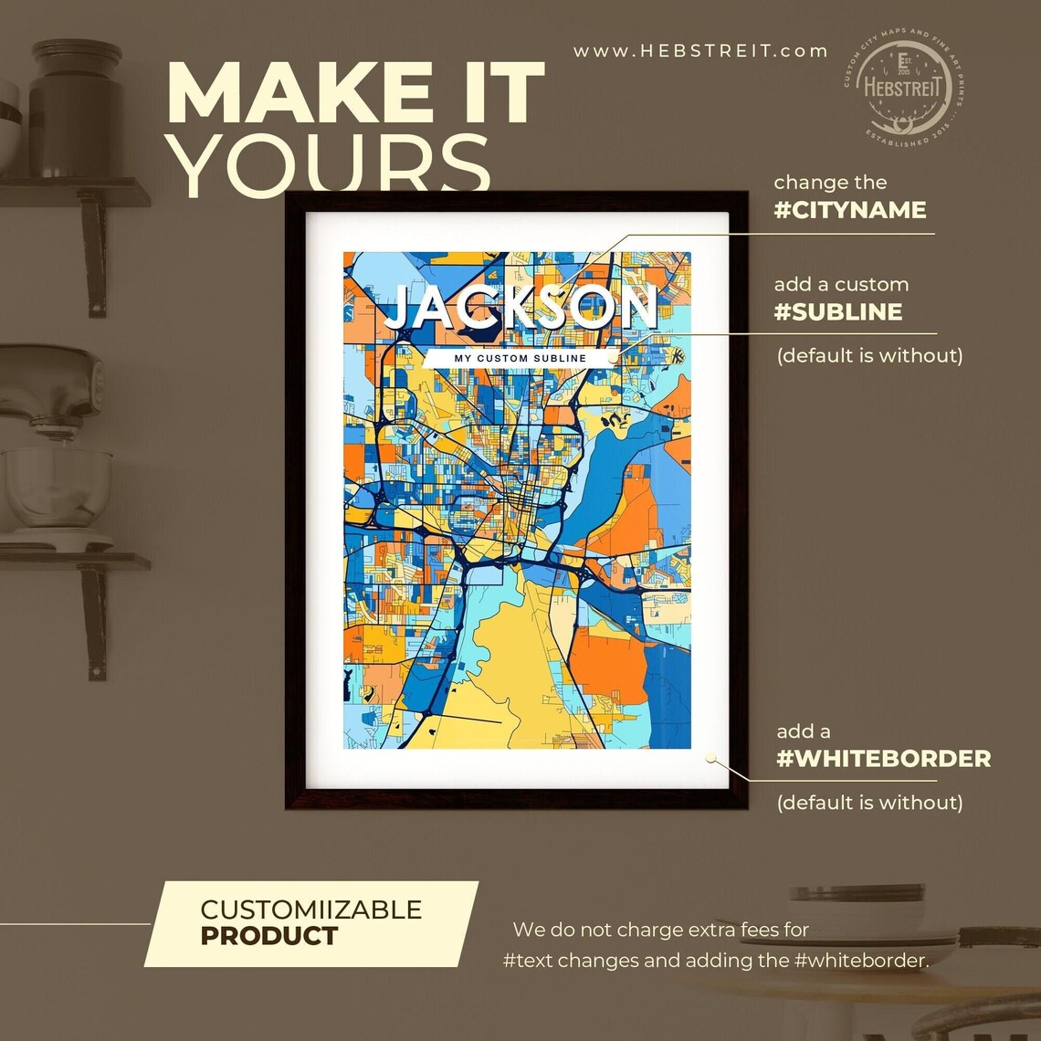 Jackson Mississippi Vibrant Colorful Illustrated Street Map Art Poster - Image 2