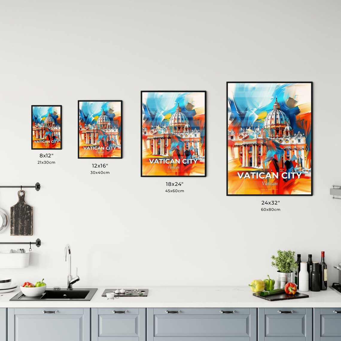 Vatican City St Peters Basilica Dome Colorful Abstract Art Poster - Image 3