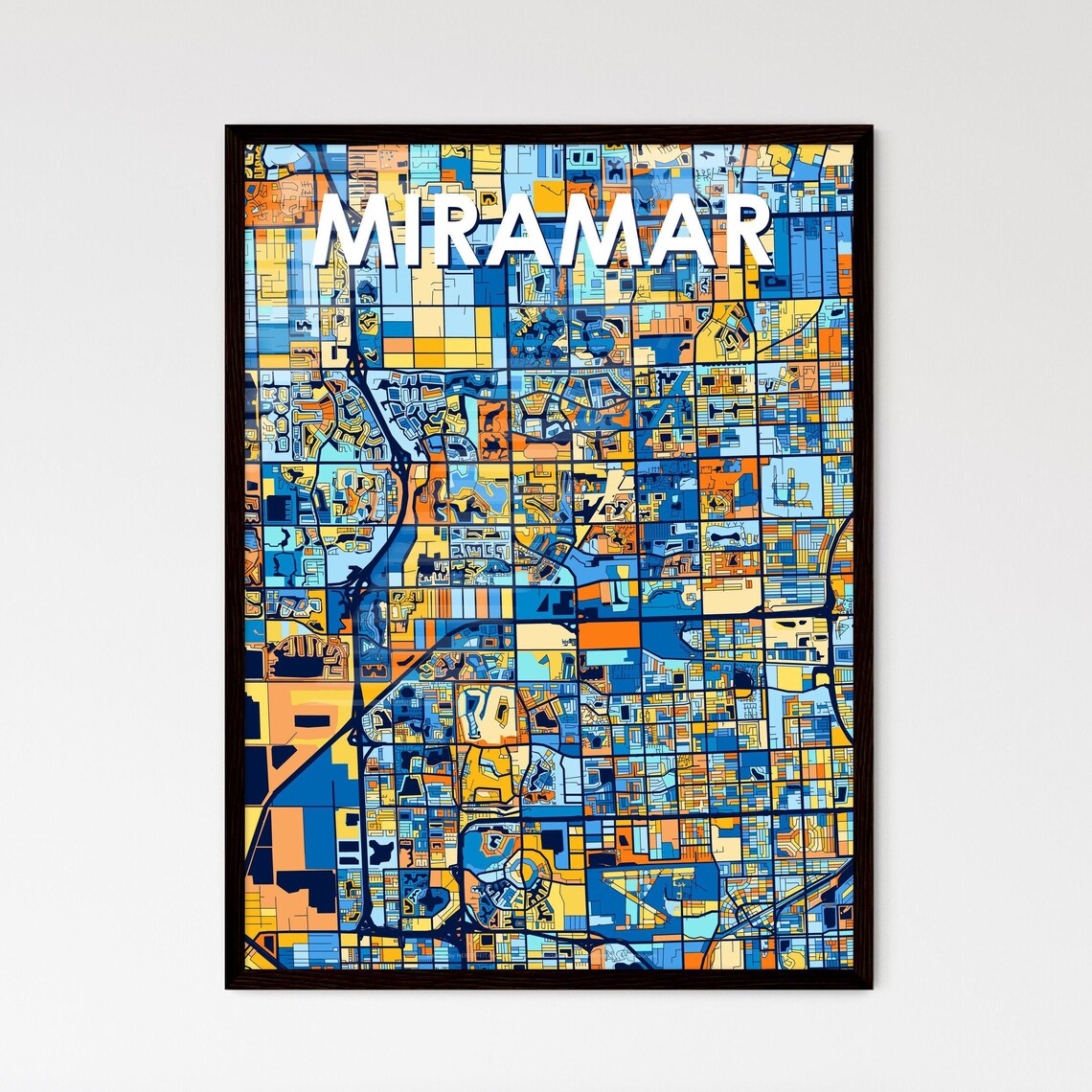 Miramar Florida Vibrant Colorful Geometric Street Grid City Map Art Poster