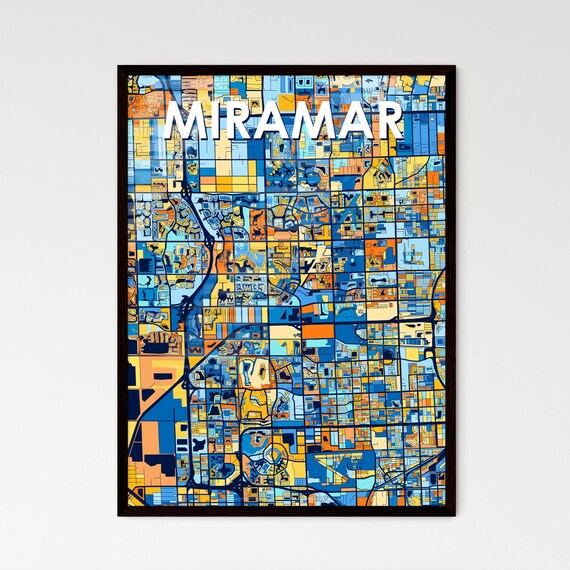 Miramar Florida Vibrant Colorful Geometric Street Grid City Map Art Poster