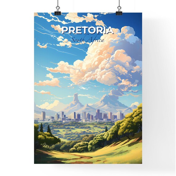 Pretoria South Africa City Skyline Mountain Travel Art Poster