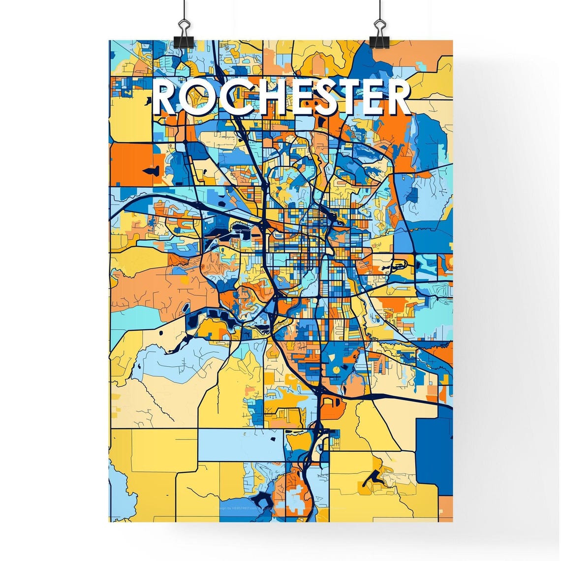 Rochester Minnesota Colorful City Map Art Print Home Decor Gift - Image 4