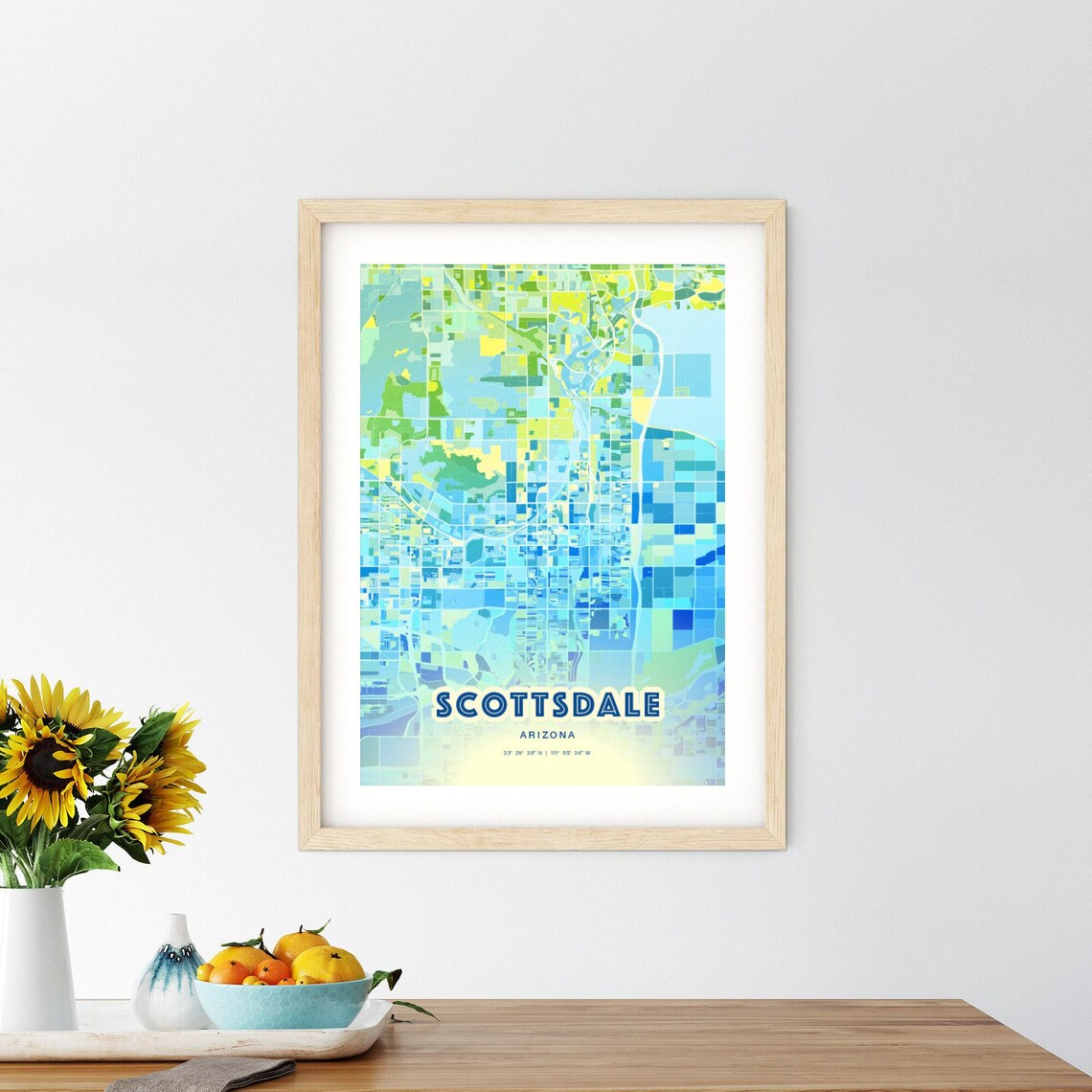 Scottsdale Arizona Vibrant Abstract Watercolor City Street Map Poster - Image 2