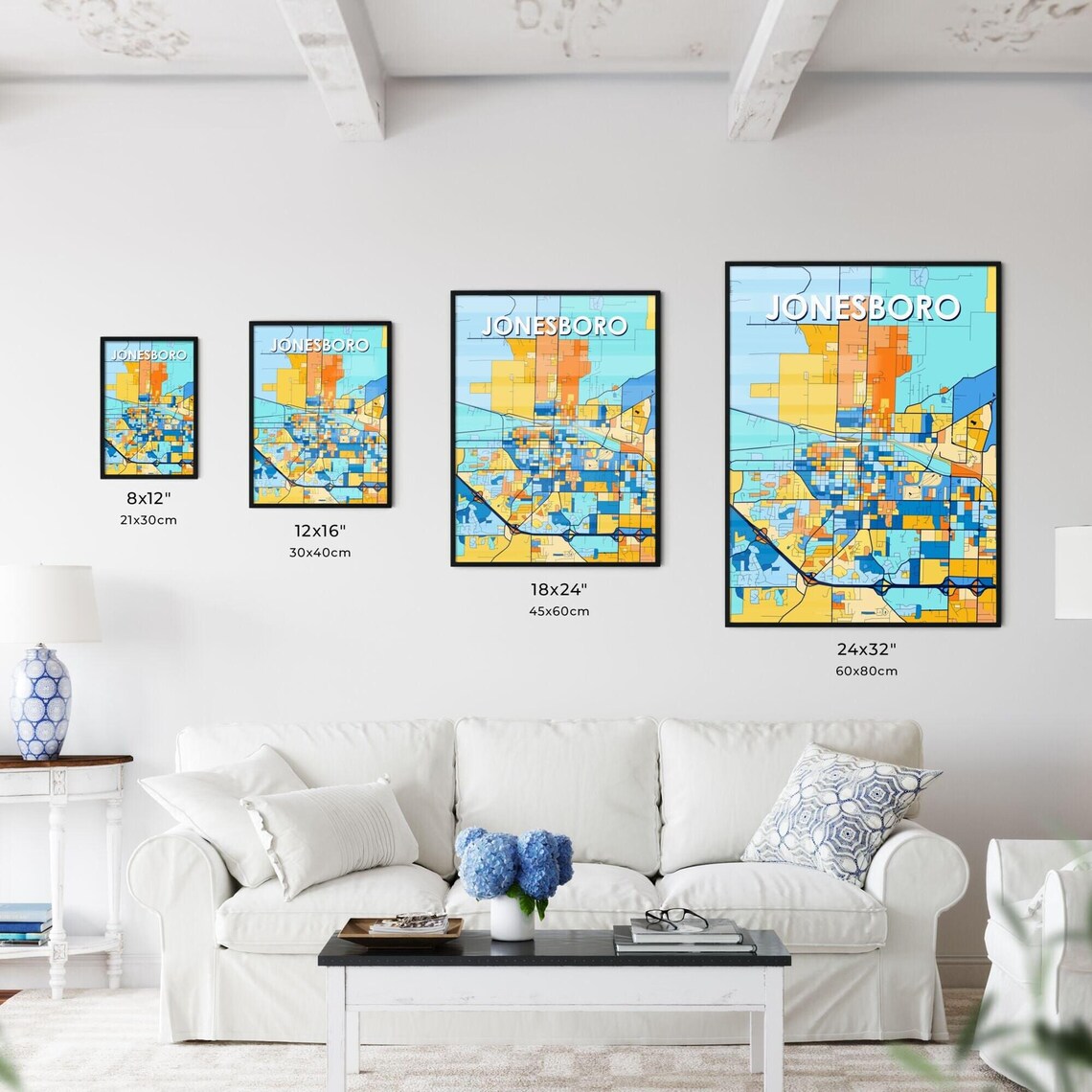 Colorful City Map Art Poster of Jonesboro Arkansas for Home Decor - Image 3