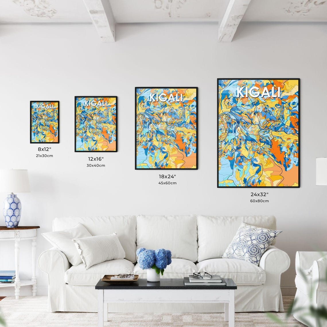 Kigali Rwanda Vibrant Colorful City Map Art Print Home Decor - Image 3