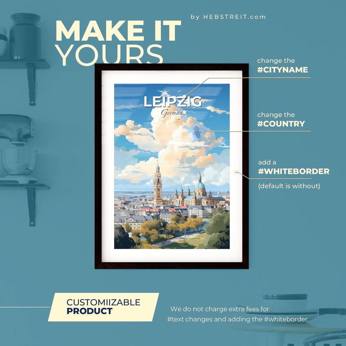 Leipzig Germany Travel Poster Historic Towers Cathedral Skyline Illustration - Image 2