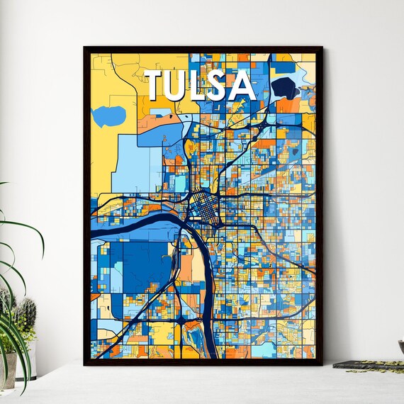 Tulsa Oklahoma Colorful City Map Art Print Modern Wall Decor