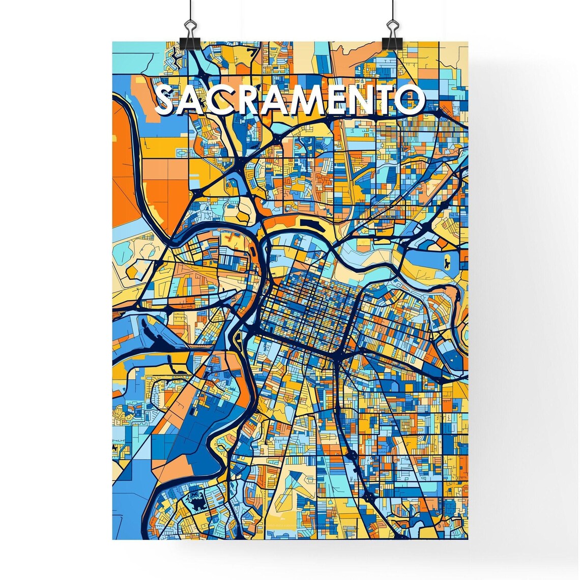Sacramento California Colorful Modern City Map Poster for Home and Office - Image 4