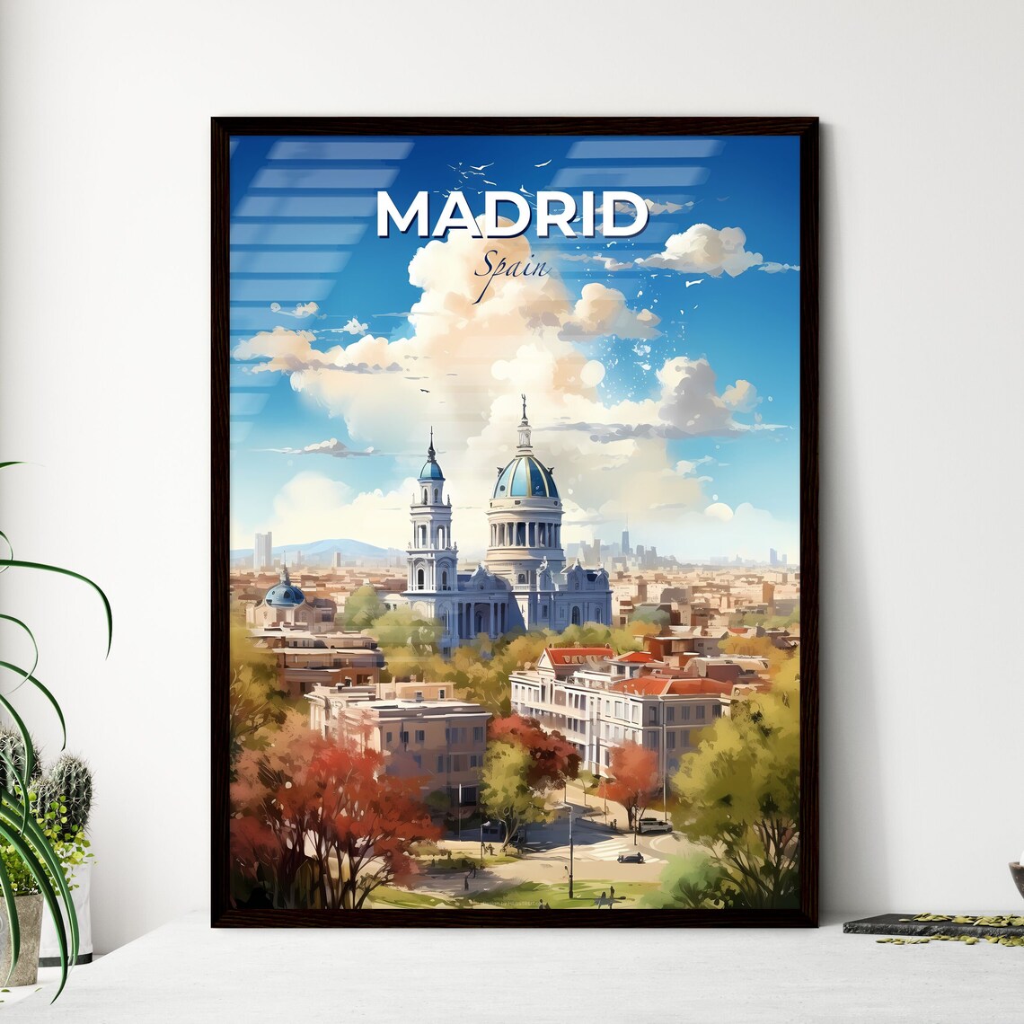 Madrid Spain Historic Domed Landmark City Skyline Travel Art Poster