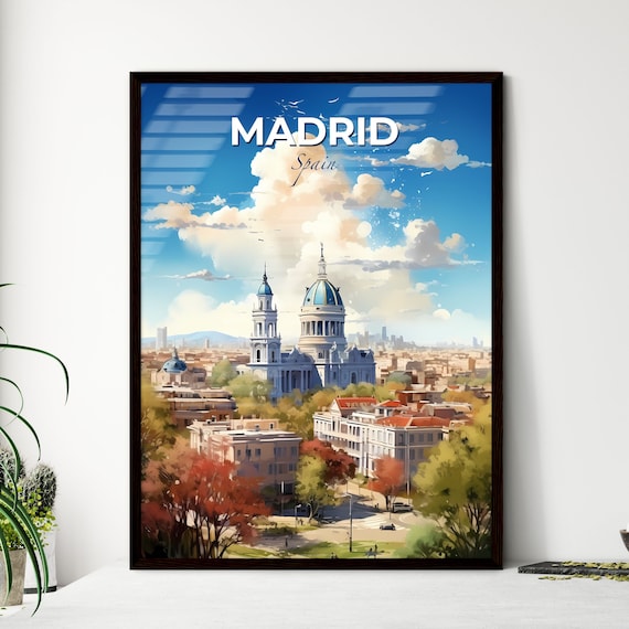 Madrid Spain Historic Domed Landmark City Skyline Travel Art Poster