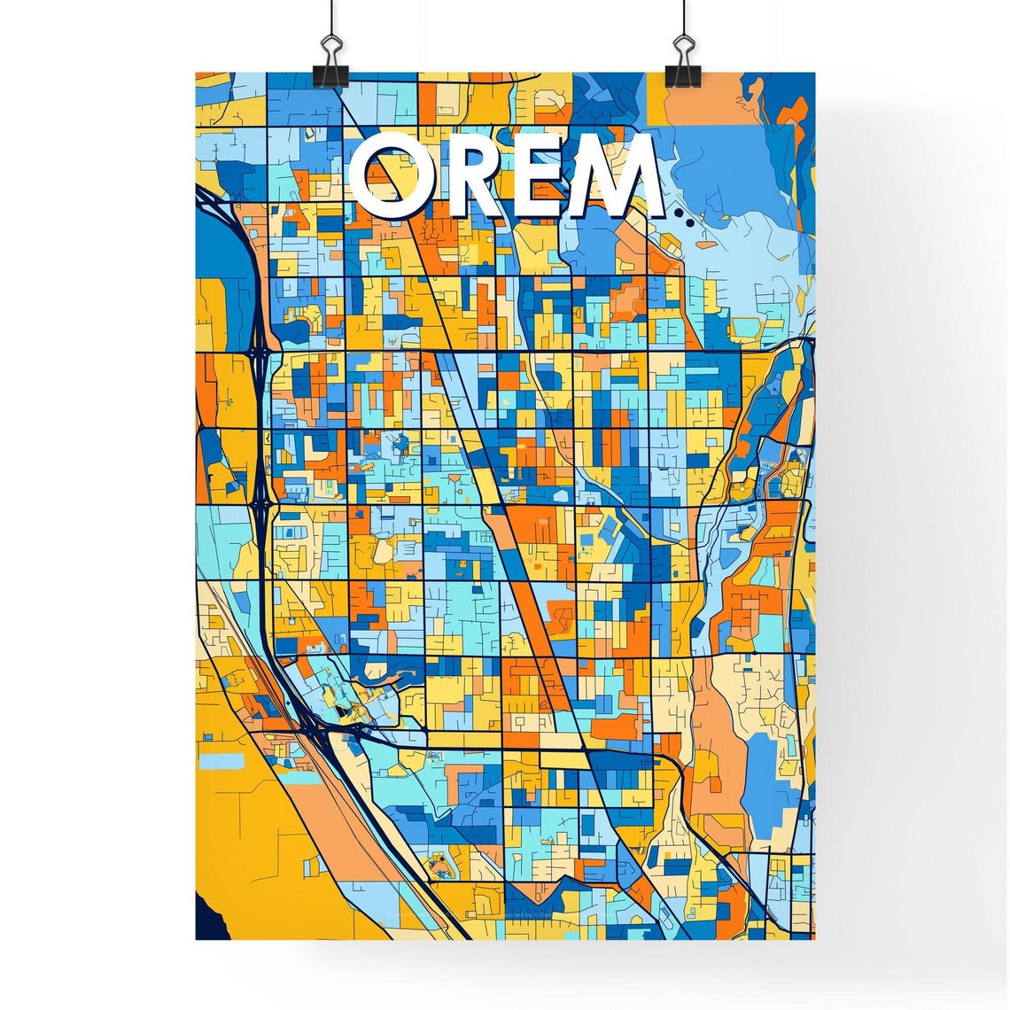 Orem Utah Colorful Modern City Map Poster for Home and Office - Image 4