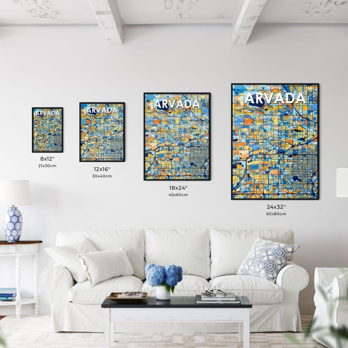 Arvada Colorado Vibrant Colorful Illustrated Street Map Art Poster - Image 3