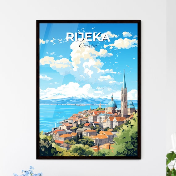 Rijeka Croatia Coastal Old Town Adriatic Illustrated Travel Poster