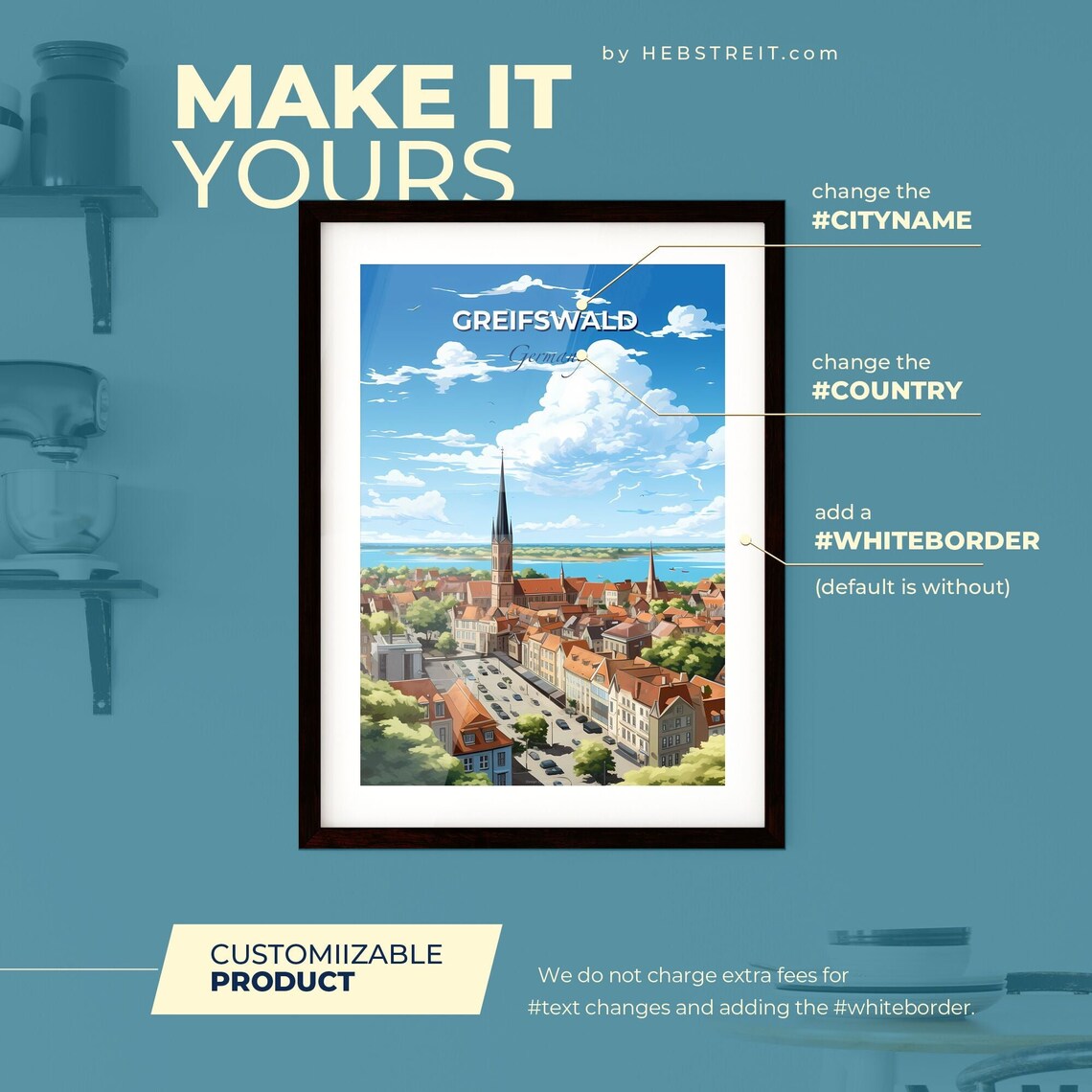 Greifswald Germany Old Town Church Spire Baltic View Travel Poster - Image 2