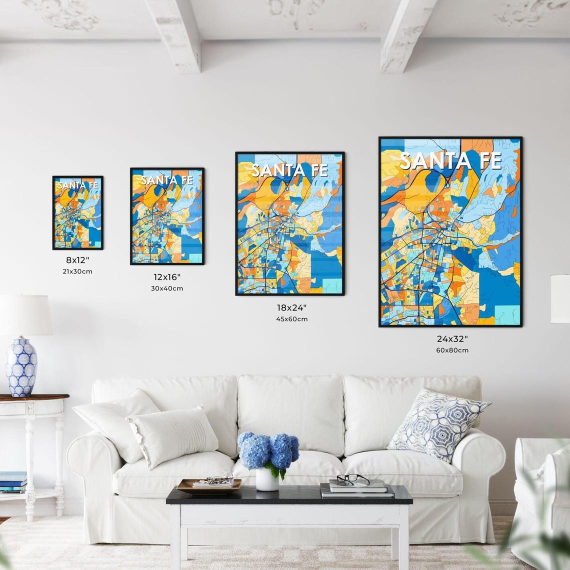 Santa Fe New Mexico City Map Poster Vibrant Modern Wall Decor Gift - Image 3