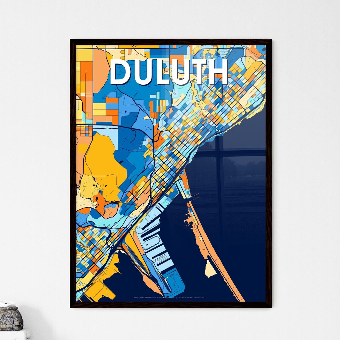 Duluth Minnesota Colorful Geometric City Street Map Art Poster