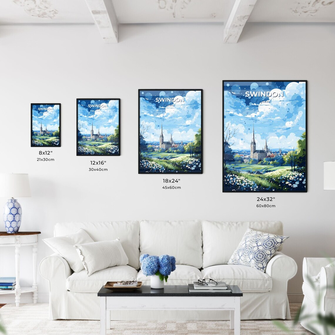 Swindon England Church Spire Meadow English Countryside Poster - Image 3