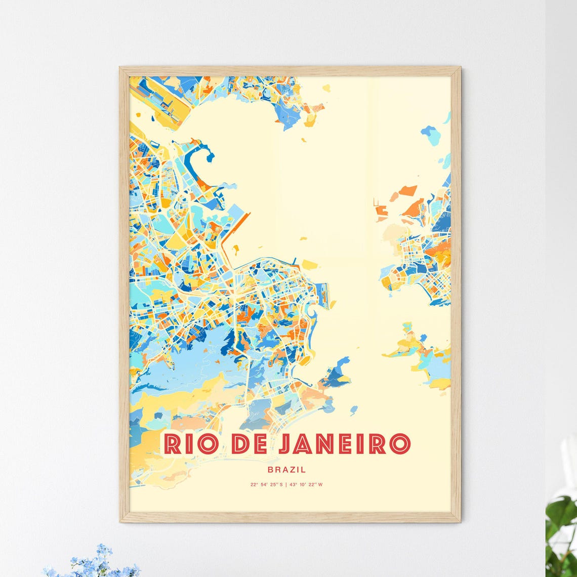 Rio de Janeiro Brazil Colorful City Map Art Coordinates Poster