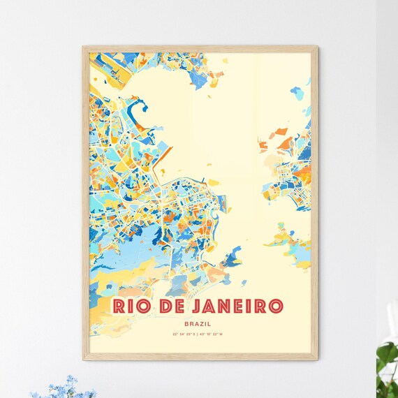 Rio de Janeiro Brazil Colorful City Map Art Coordinates Poster