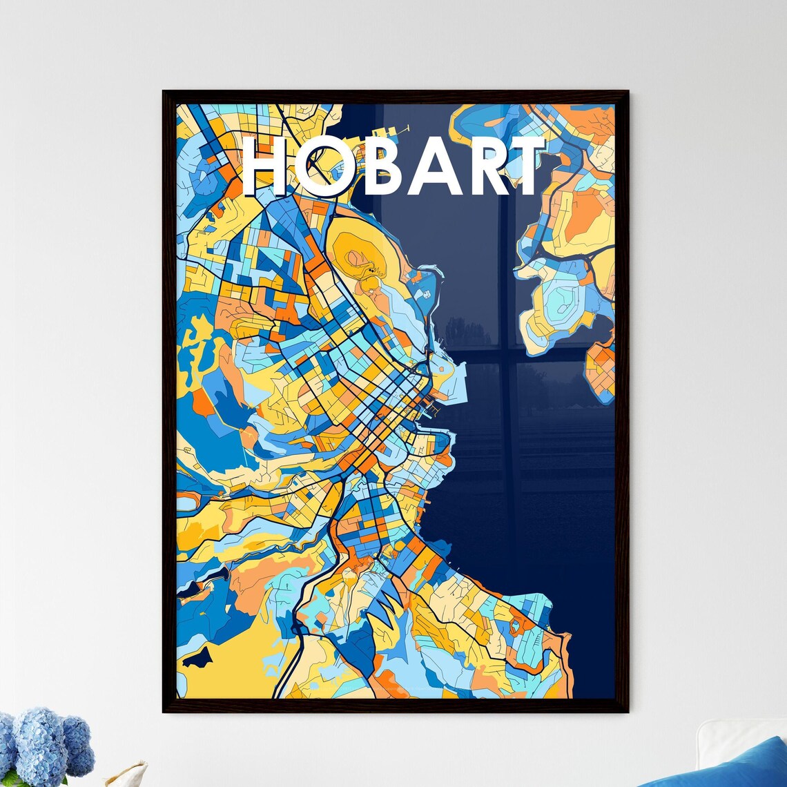 Hobart Australia Colorful Modern City Street Map Travel Decor Poster