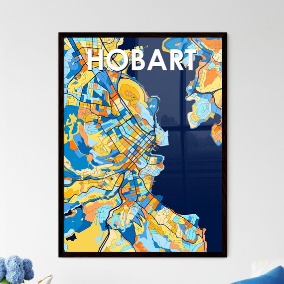 Hobart Australia Colorful Modern City Street Map Travel Decor Poster