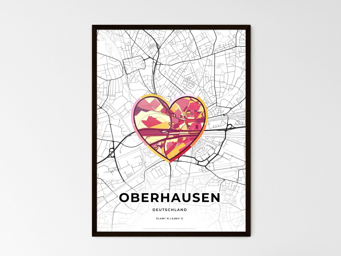 Oberhausen Germany Where It All Began Heart Map Coordinates Poster