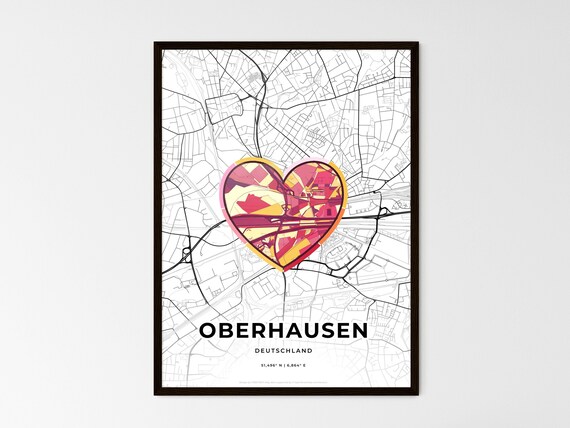 Oberhausen Germany Where It All Began Heart Map Coordinates Poster