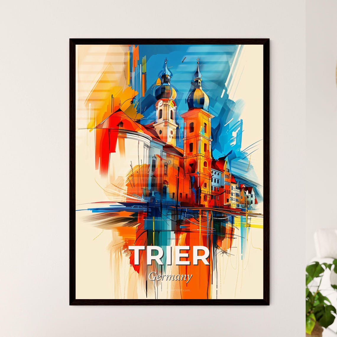 Trier Germany Colorful Abstract Church Domes Towers Skyline Poster