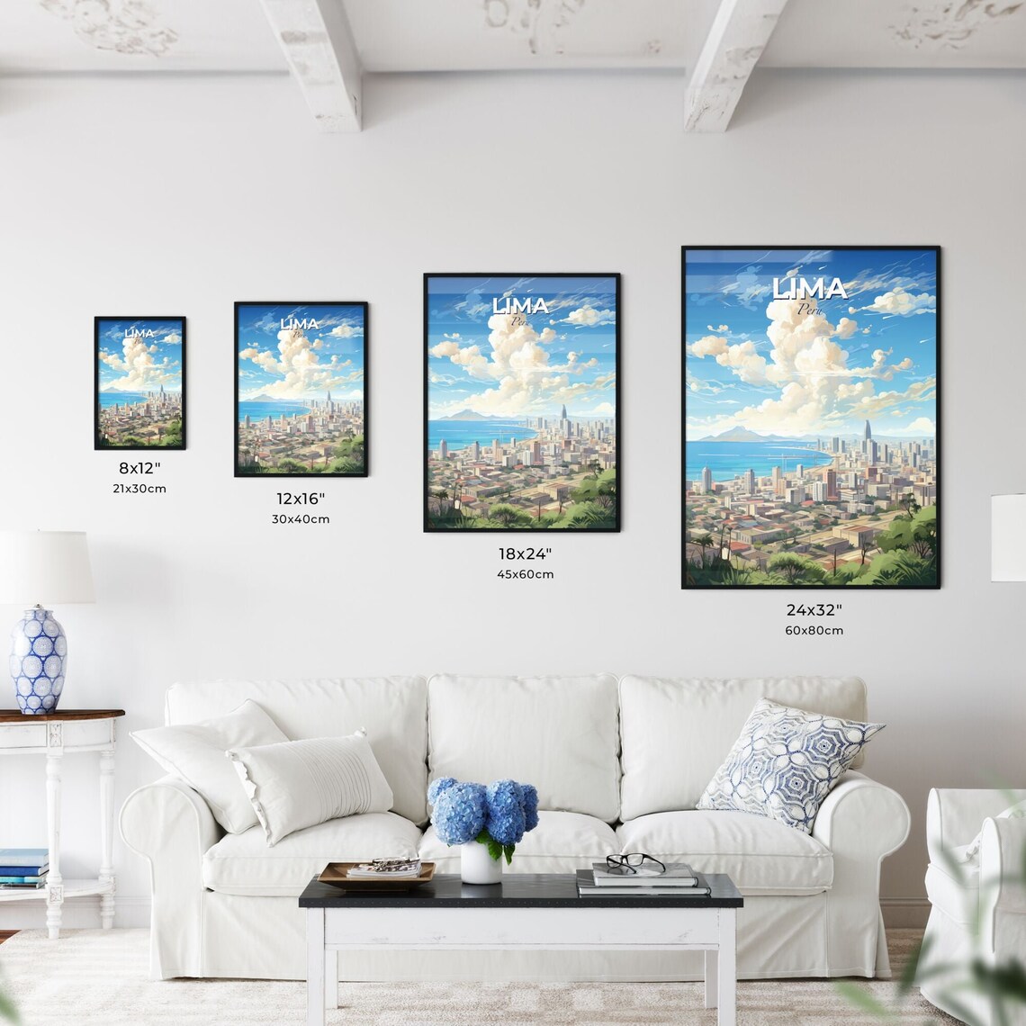 Lima Peru Coastal Vintage Travel Skyline Cityscape Art Poster - Image 3