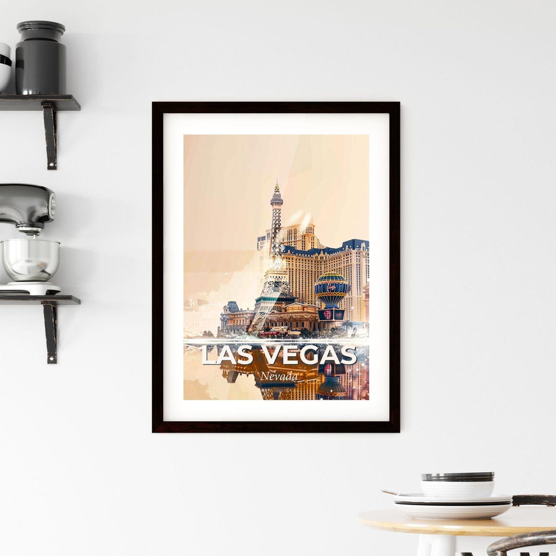Las Vegas Nevada Eiffel Tower Casino Lights Travel Art Poster - Image 2