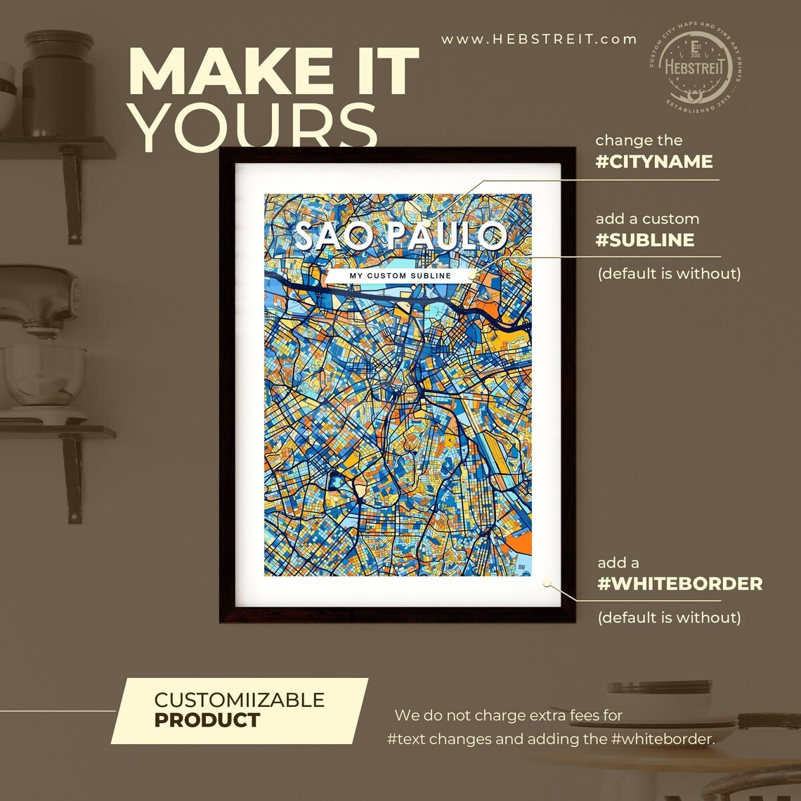 Sao Paulo Brazil Colorful Vibrant City Street Map Art Poster - Image 2