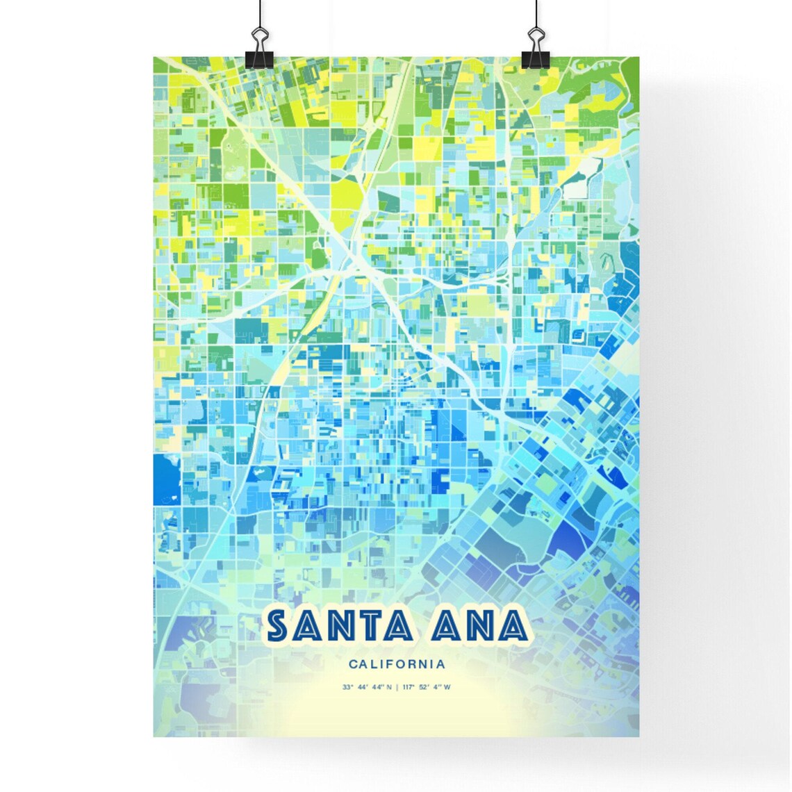 Santa Ana California Vibrant Abstract Watercolor City Street Map Poster - Image 3