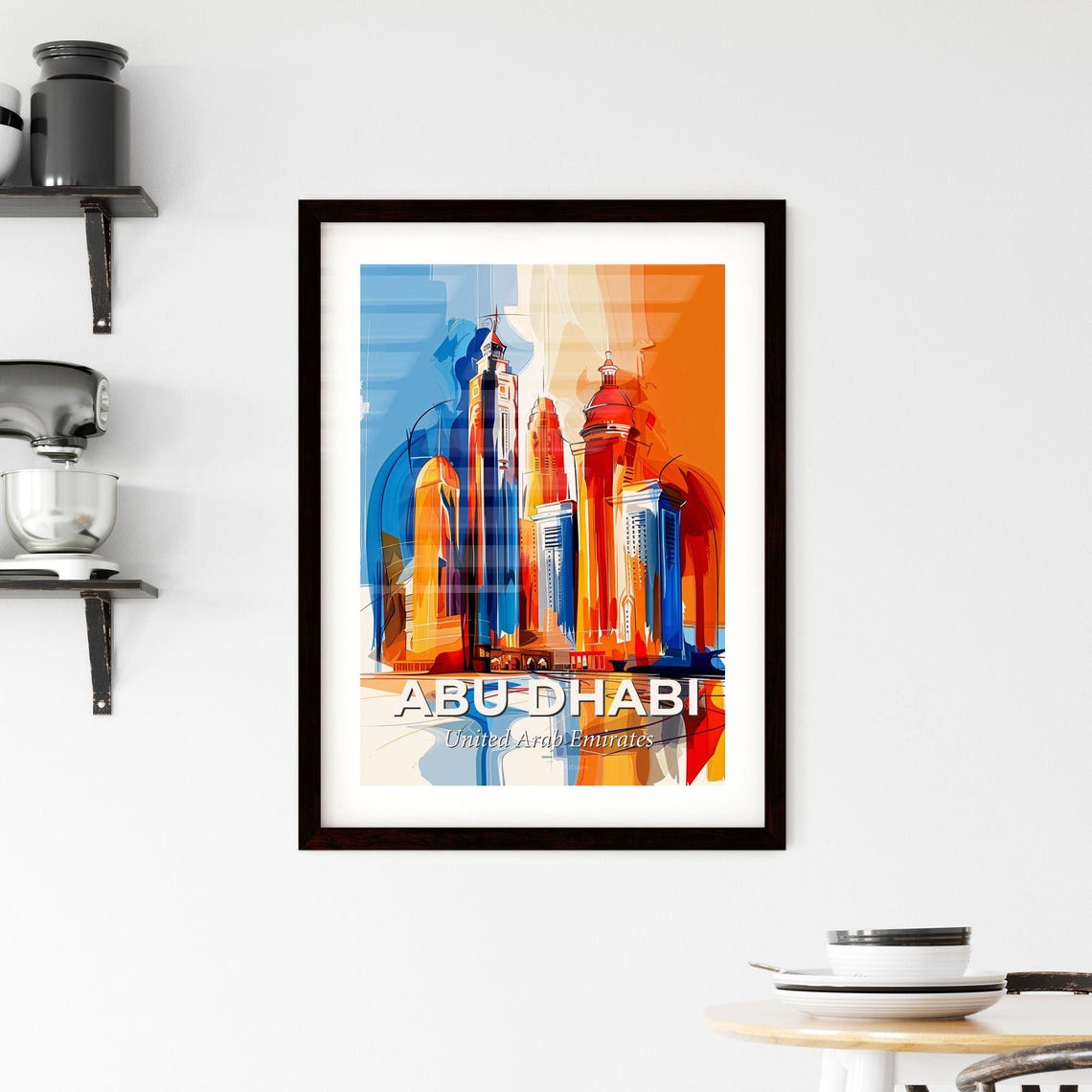 Abu Dhabi United Arab Emirates Watercolor Skyline Art Poster - Image 2
