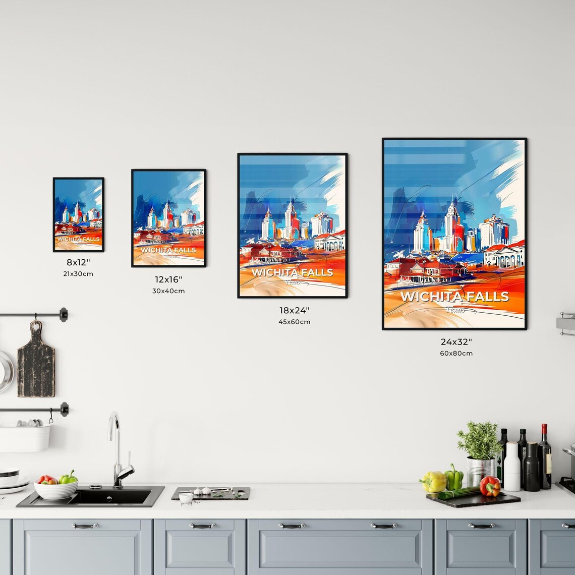 Wichita Falls Texas Vibrant Watercolor Cityscape Decor Poster - Image 3